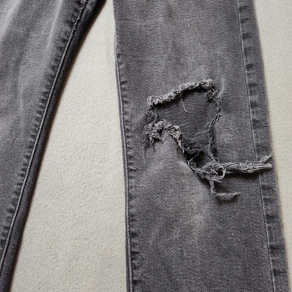 Levis Wedgie Straight Button Fly High Rise Premium Jeans Gray Black Wash Size 27 - Picture 5 of 14